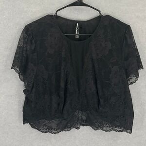 Torrid Curve Women's Black Floral Lace Short Sleeve Crop Top Plus Size 4X‎